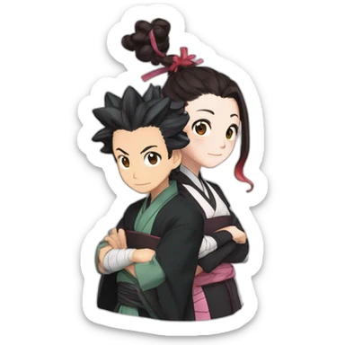 Tanjiro with nezuko from demon slayer sticker