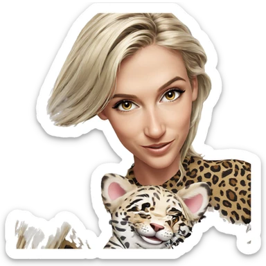smiling girl with animal print sticker