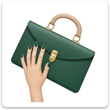female hand with nude manicure holding dark green document case, minimalism, focus on manicure, no emojis or faces, white background sticker