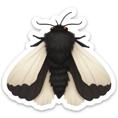 Black fluffy moth sticker