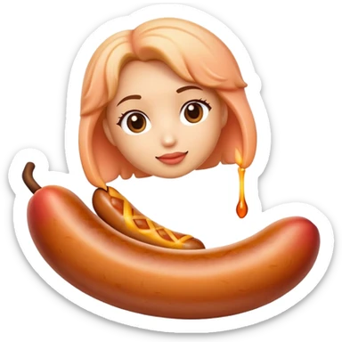 A peach meets with his friend a sausage  sticker