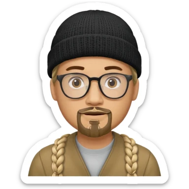 man with braids glasses beanie and goatee sticker