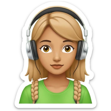 Woman with headphones in the green park  sticker