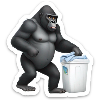 Gorilla carrying laundry  sticker