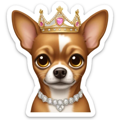 brown chihuahua wearing tiara sticker