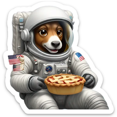 An astronaut horse eating an apple pie sticker
