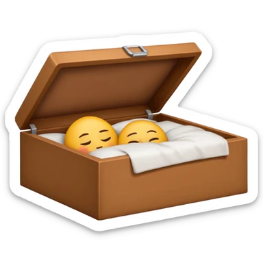 emoji of sleeping box, box is brown colored, open and empty, with a Zzz sticker