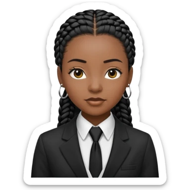cornrows black haired black woman with tie and blazer sticker
