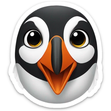 A puffin with kawaii eyes sticker