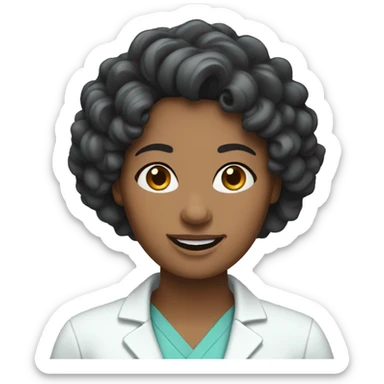 Dentist white woman curly dark hair  sticker