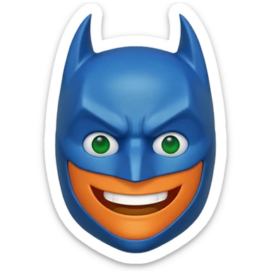 batman emoji in blue, orange and green color sticker