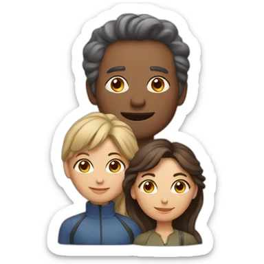 4 people, one man and three women sticker