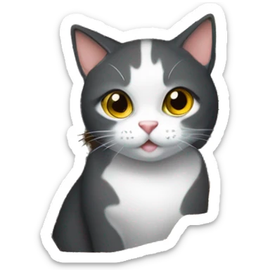 Caja de regalo con un gato sticker