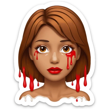 Brown Hair, Woman, white paint drip, face, hot, Sexy, lips sticker