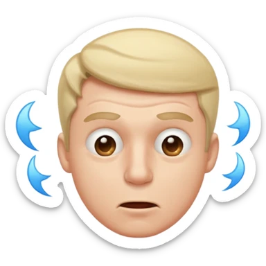 A male squinting his eyes but the mouth is blowing out sticker