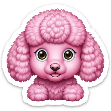 pink poodle with giant eyes sticker