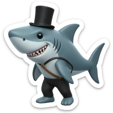 Shark with a top hat sticker