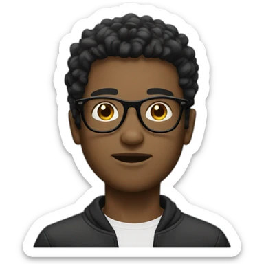 Boy with black glasses,  messy without gel hairs   sticker