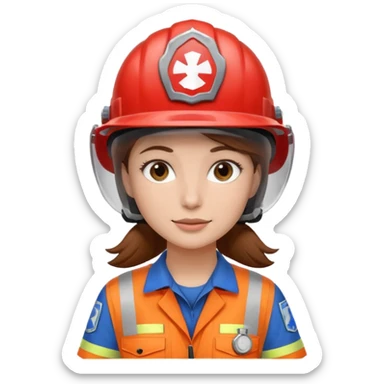 brown hair girl emergency worker sticker