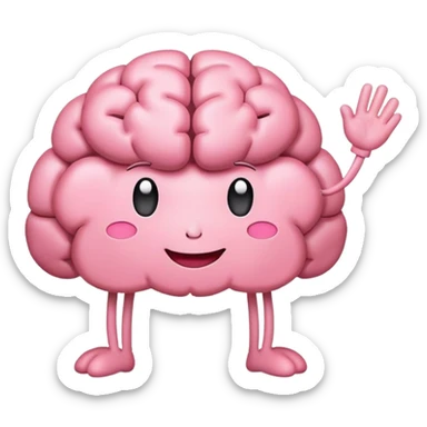 un cerveau mignon qui dit bonjour sticker