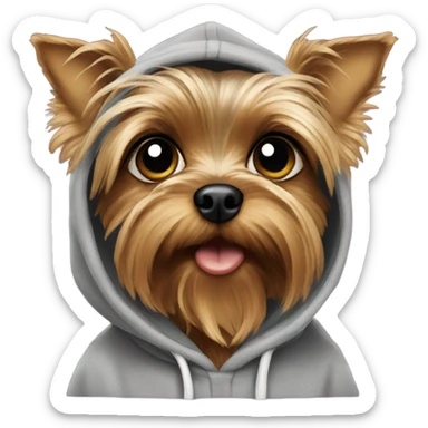 Yorkie wearing a hoodie sticker