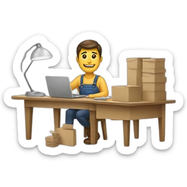 A man with a table making a inventory of apartment sticker