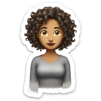 latina girl curly hair shrugging sticker