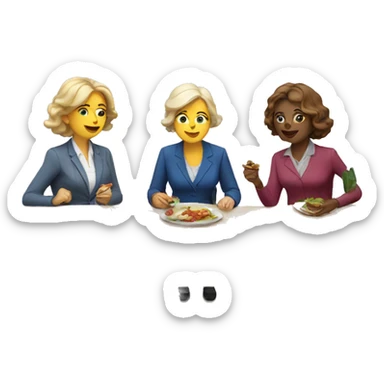 three white woman  teachers having lunch sticker