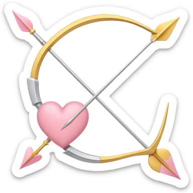 Cupid's bow and arrow with a heart tip in soft pink, beige and yellow pastel light sticker