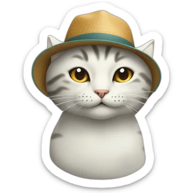 cat with a hat that looks like a fish sticker