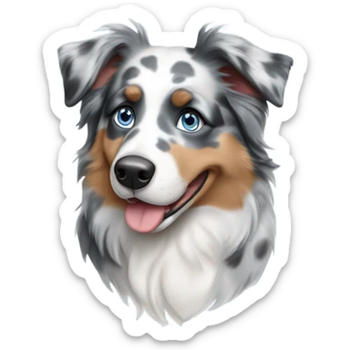 Blue Merle Australian Shepherd with blue eyes sticker
