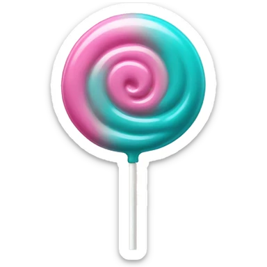Realistic pink to teal ombre lollipop candy with teal bow on the stick. sticker