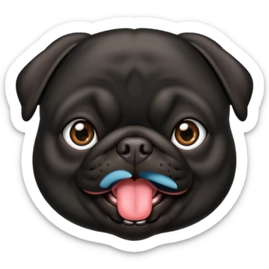 black pug with tongue out sticker