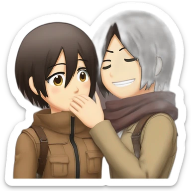 mikasa ackerman kiss Eren Jaeger hand sticker