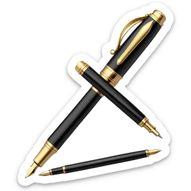 3D perspective academic premium golden luxury black Fountain Pe sticker