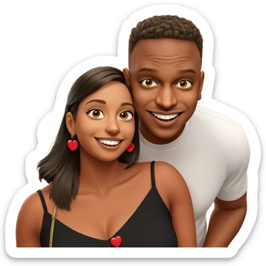 smiling couple with heart earrings sticker