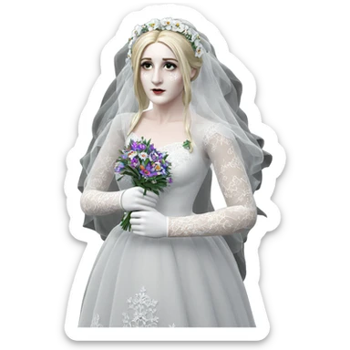 ethereal bride with bouquet sticker