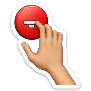 hand pressing a big red buzzer button sticker