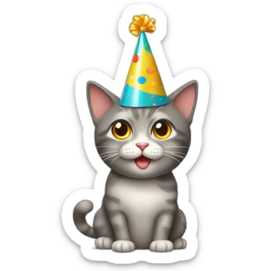 Cat with birthday hat sticker