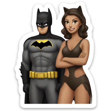 Tan Batman and tan catwoman  sticker