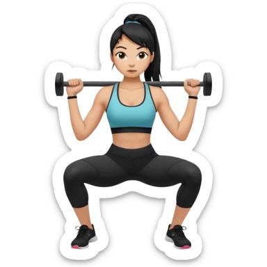 Women with long black ponytail doing a squat sticker