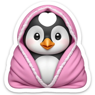 Cute penguin wrapped on pink blanket sticker