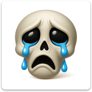 Keep the emoji exactly like the reference image but add tears to the eyes, in iOS emoji style. Add a subtle highlight. All other details and style should remain the same. The style should resemble iOS emoji style. sticker
