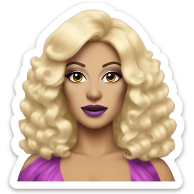 drag queen with drag makeup and big blonde wig sticker