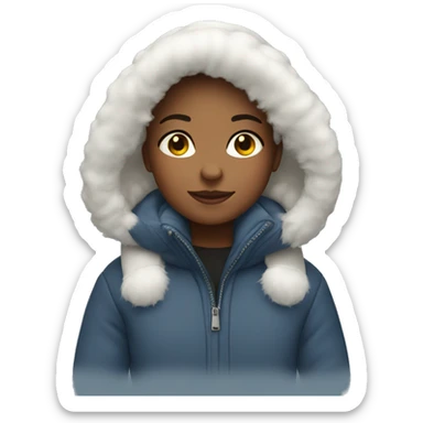 Girl wearing a big winter coat white  sticker