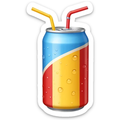 drink can blue red yellow Surfside one straw sticker