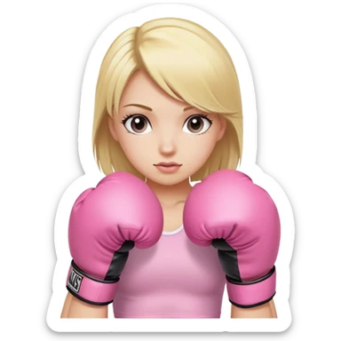 blonde girl wearing pink boxing gloves sticker