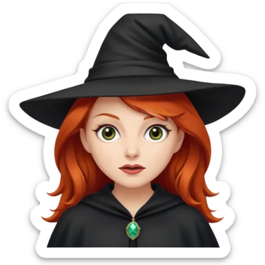 Red haired witch, sassy, rolling eyes upwards rude sticker