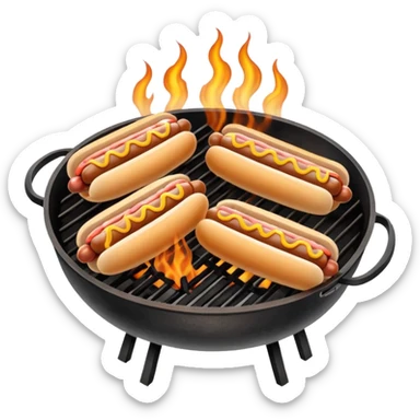 hot dogs cooking on a grill sticker