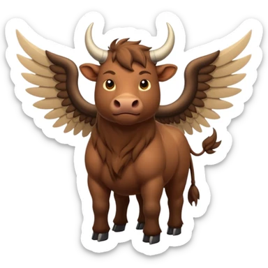 winged ox emoji light brown body visible too wings on the shoulders sticker